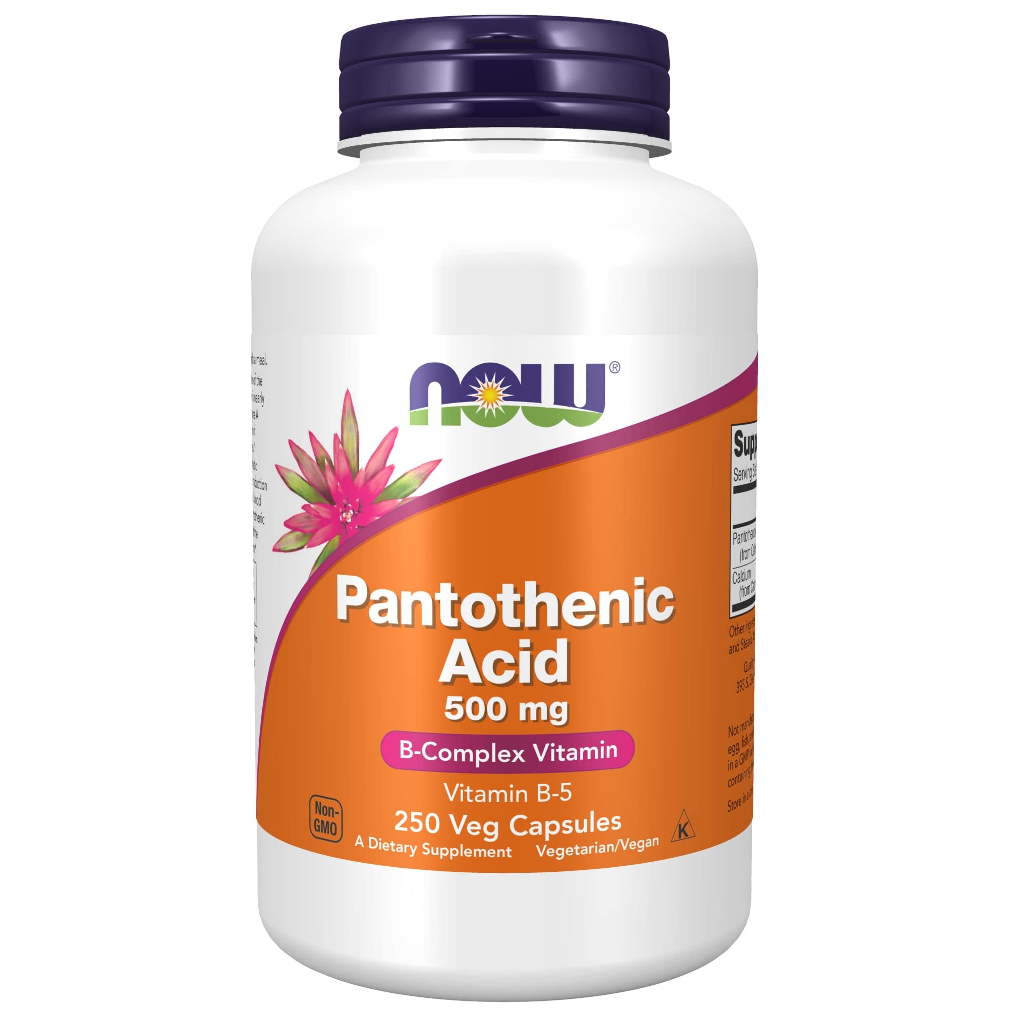 NOW Foods Pantothenic Acid 500 mg bottle supports energy metabolism