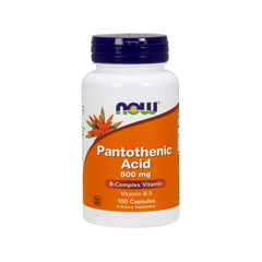 NOW Foods Pantothenic Acid 500mg bottle with capsules supporting energy metabolism