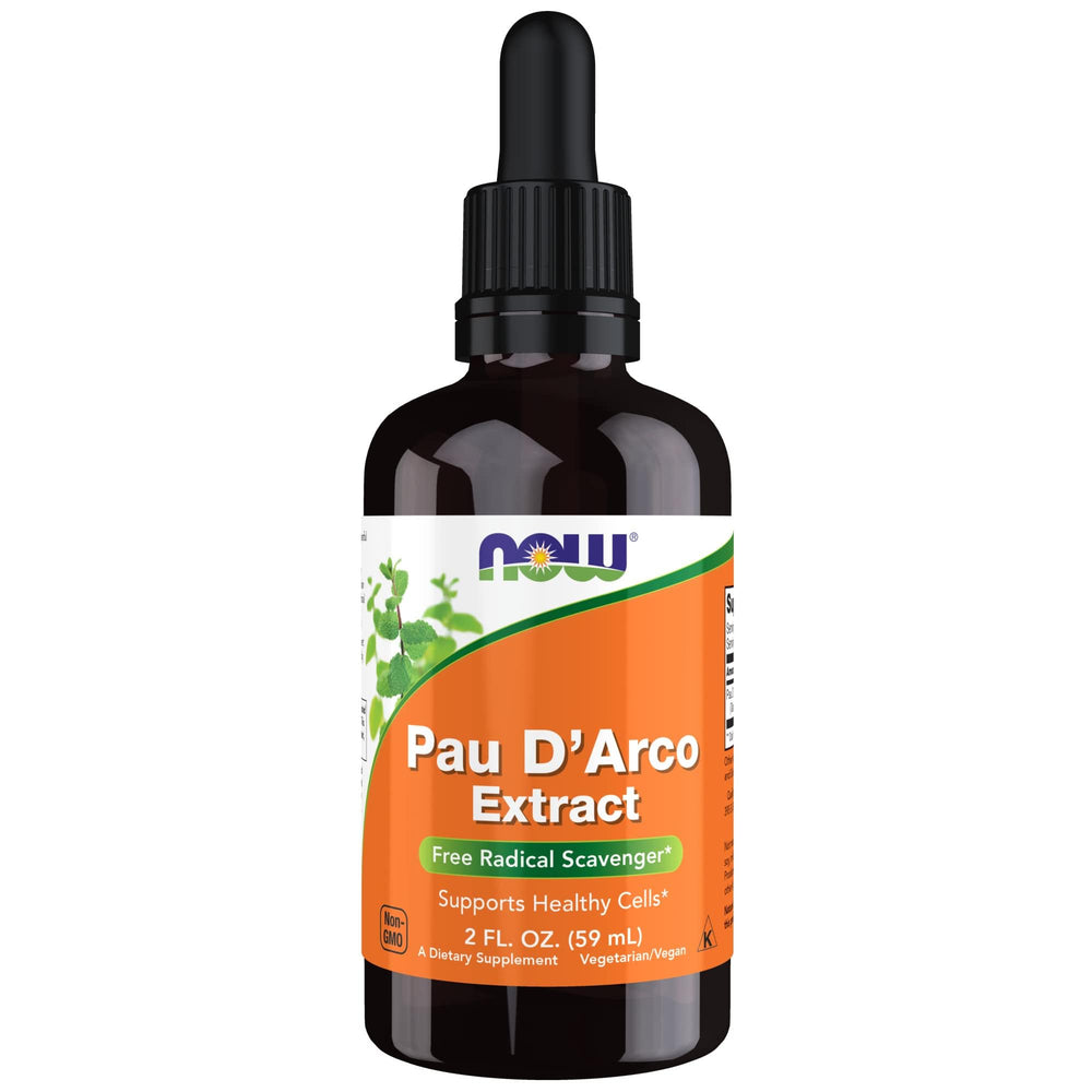 NOW Foods Pau D'Arco extract liquid bottle; concentrated formula for possible cellular support