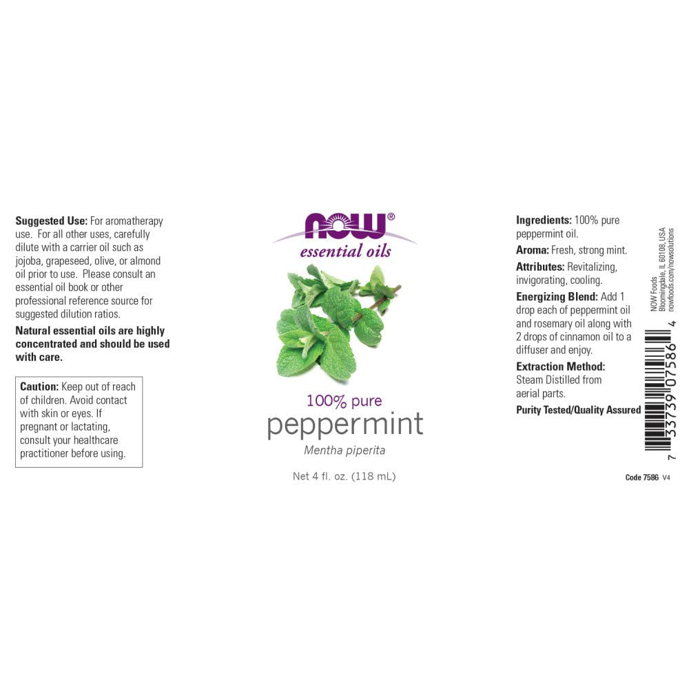 Steam-distilled peppermint oil from NOW Foods for a clean, pure aroma.