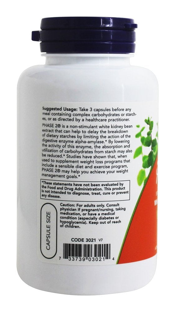 Now Foods Phase-2 label close-up highlighting gluten-free and preservative-free claims.