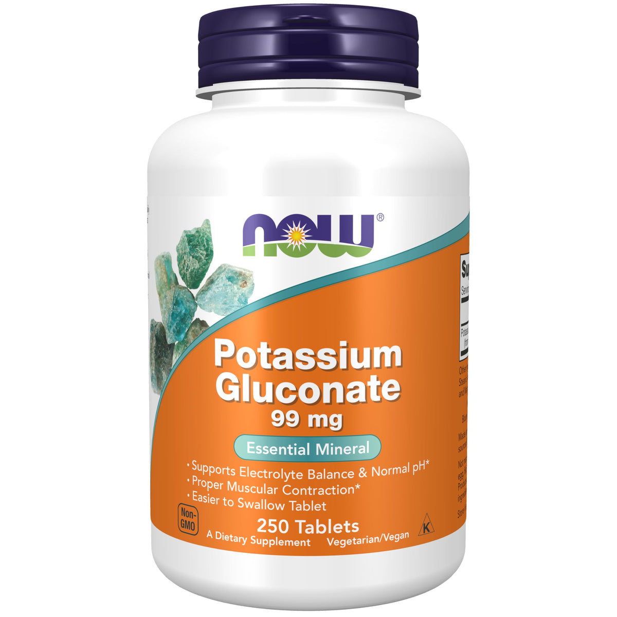 NOW Foods Potassium Gluconate bottle with easy-to-swallow tablets for daily support.