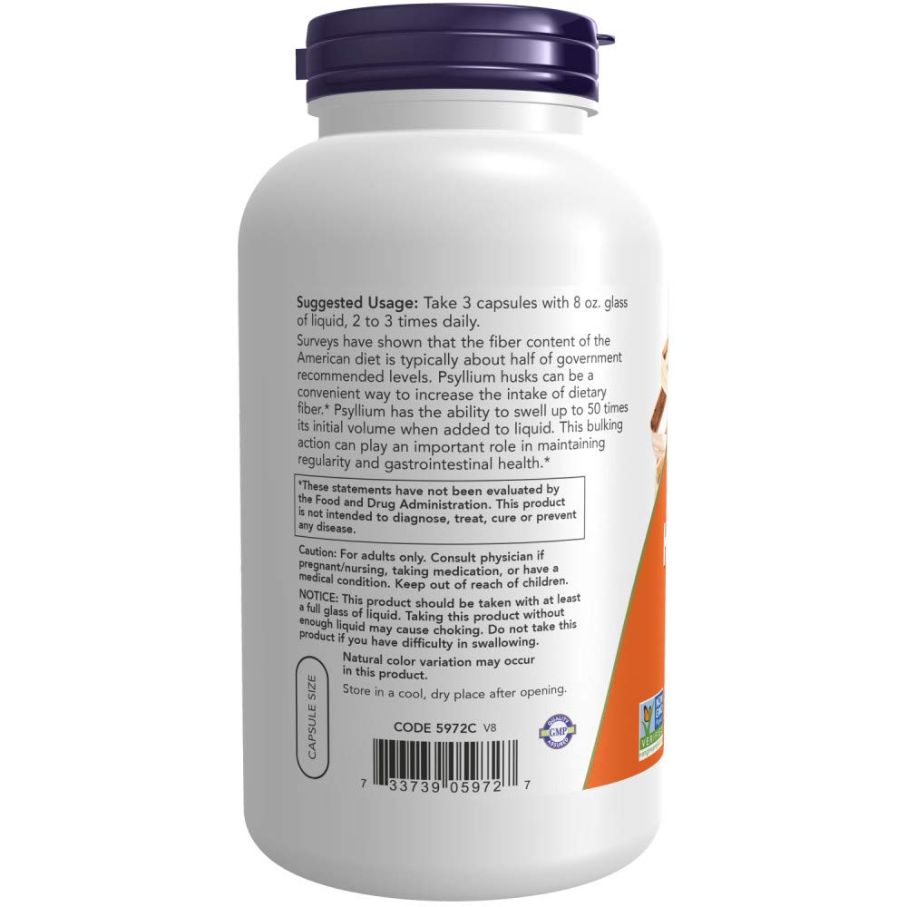 NOW Foods Psyllium Husk bulking-action in liquid illustrates volume expansion concept.