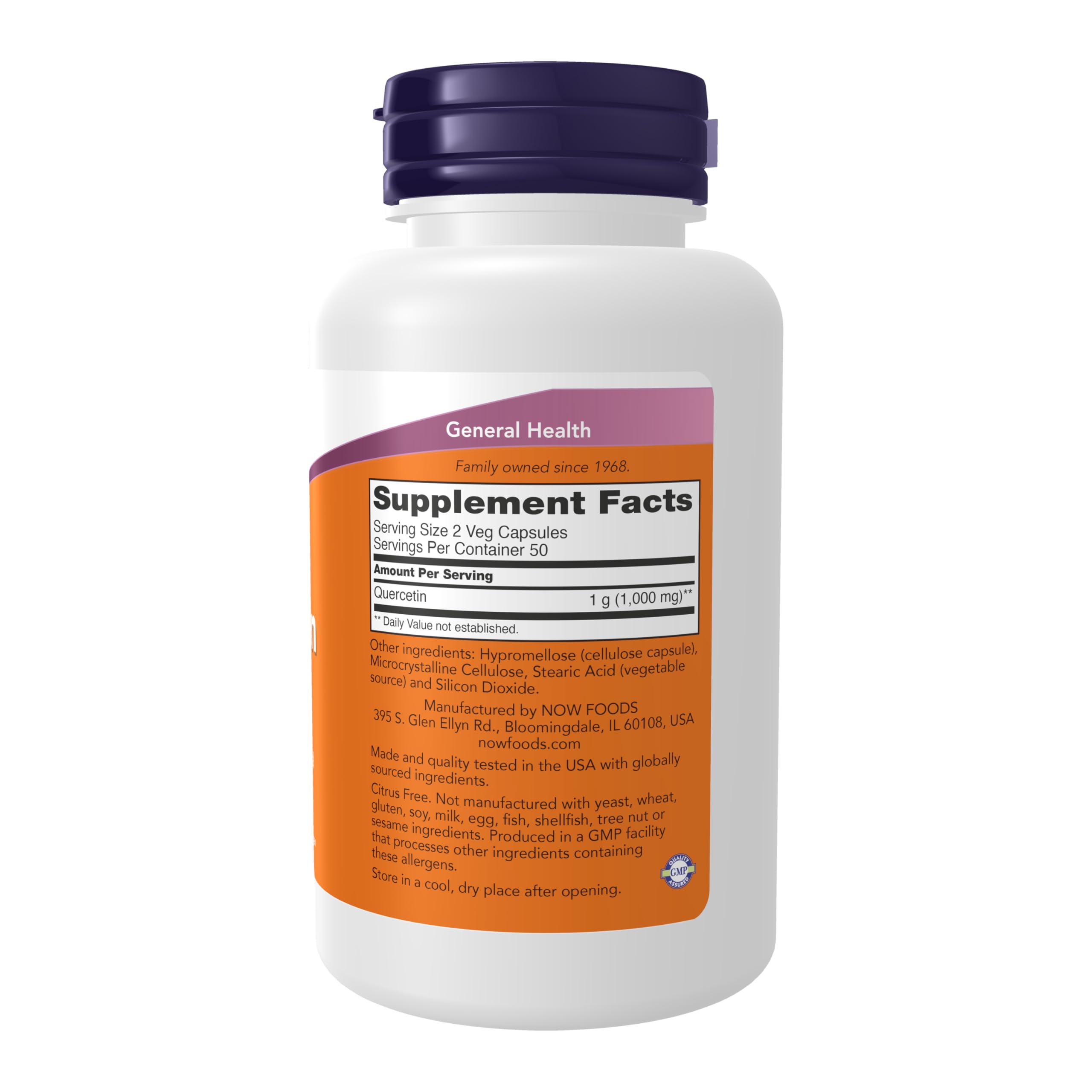 NOW Foods Quercetin 500mg vegan capsules ready for daily respiratory support