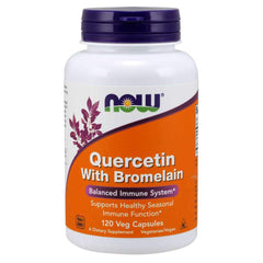 NOW Foods Quercetin with Bromelain veggie caps, potential support for immune response.
