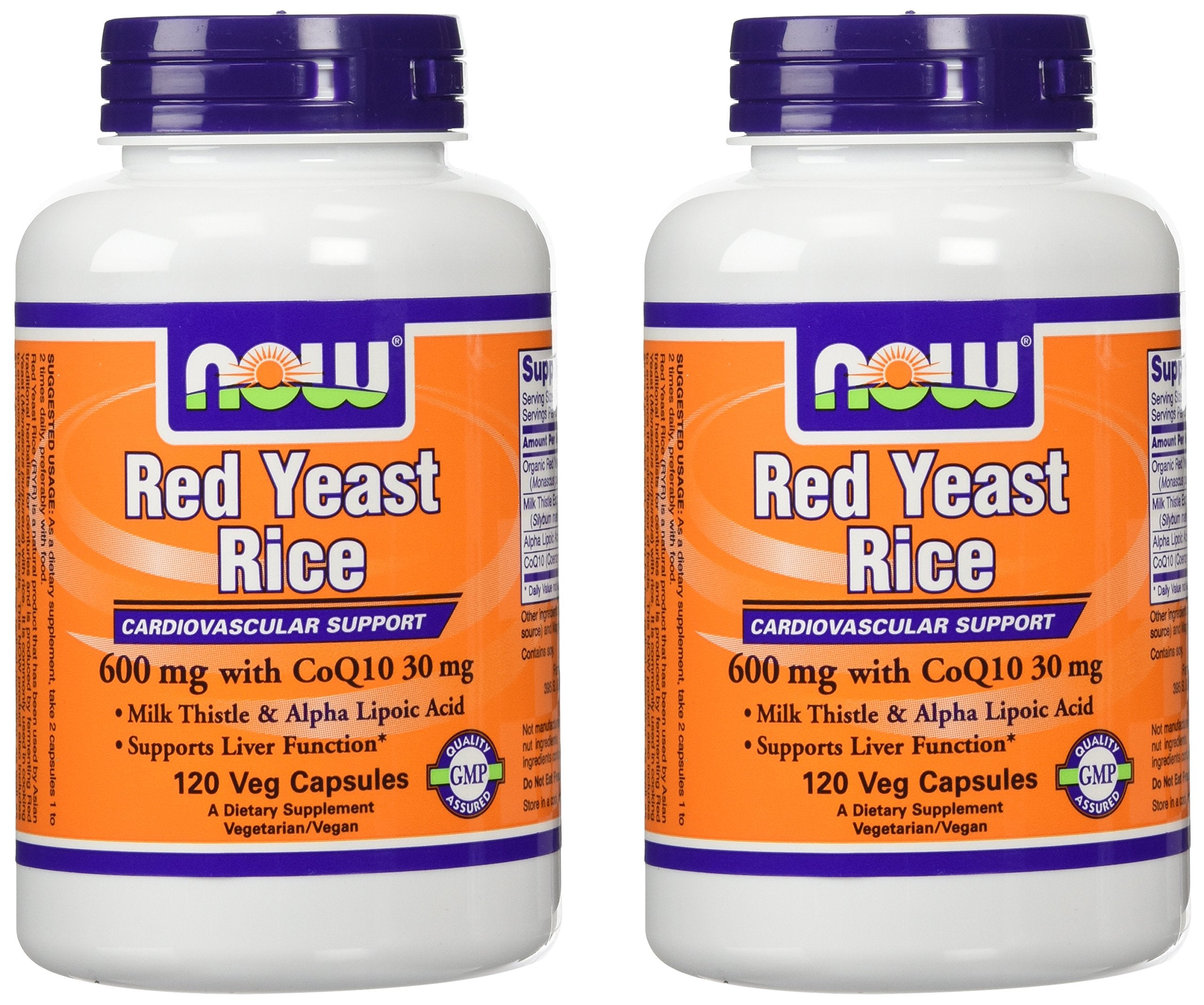NOW Foods red yeast rice with CoQ10 bottle pack-shot for daily cardiovascular support