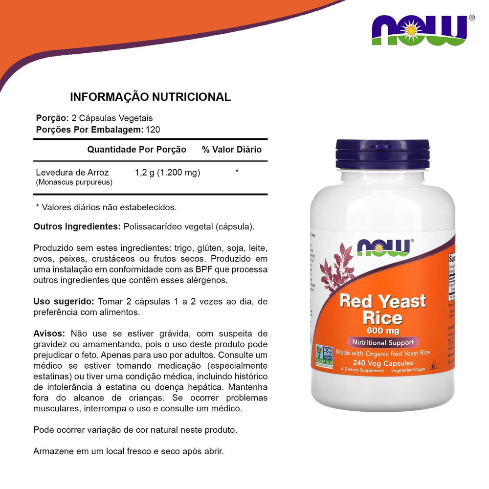 NOW Foods Red Yeast Rice serving-size image helps visualize daily intake for consistent use.