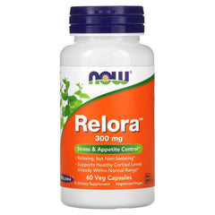 NOW Foods Relora 300mg bottle for daily stress support and appetite control.