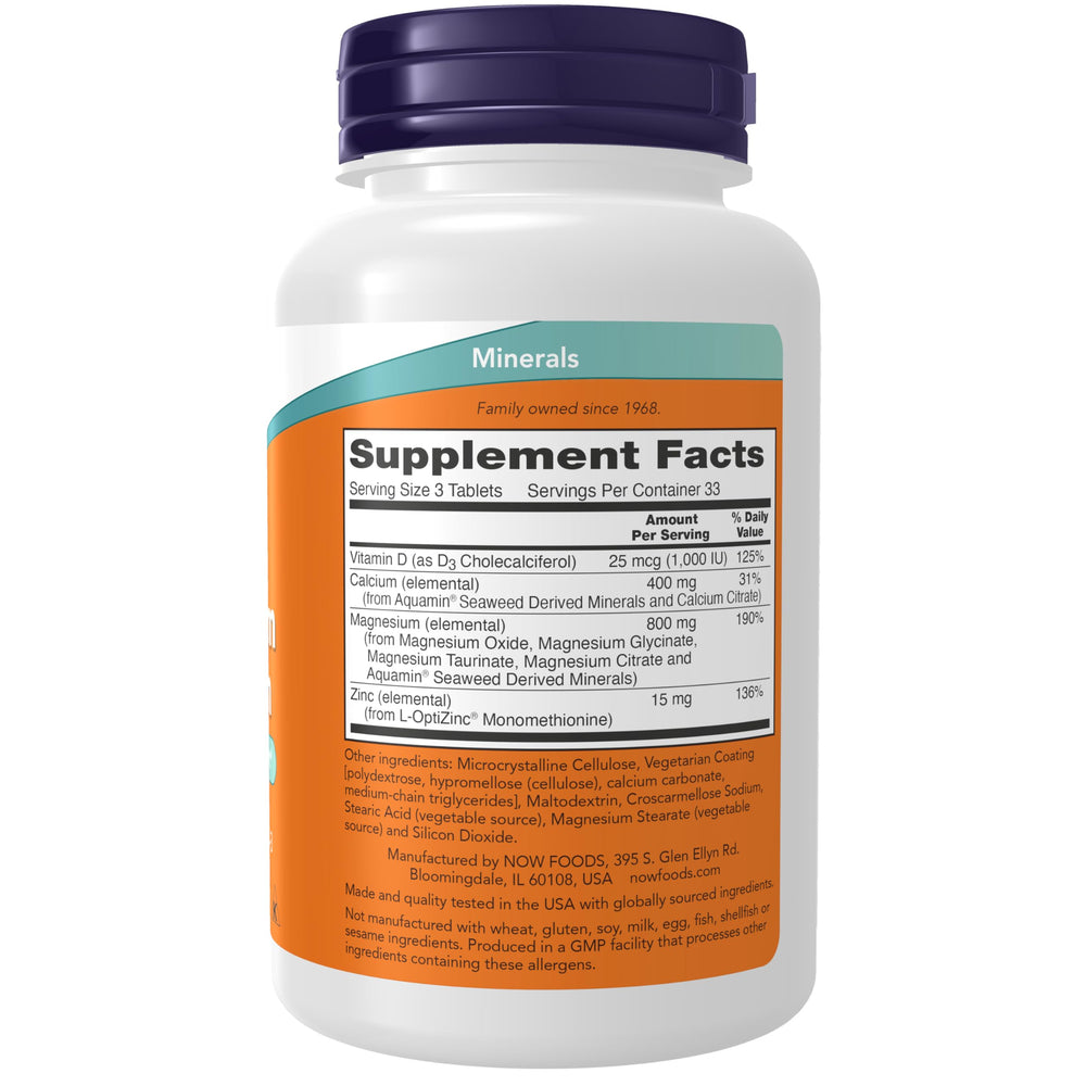 Graphic showing NOW Foods reverse ratio formulation with magnesium emphasis