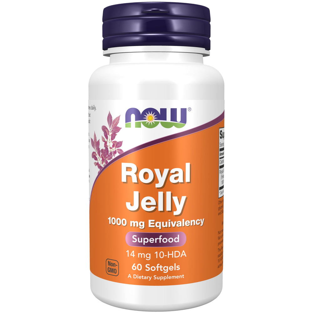 NOW Foods Royal Jelly 1000 mg bottle with freeze-dried stability for daily wellness