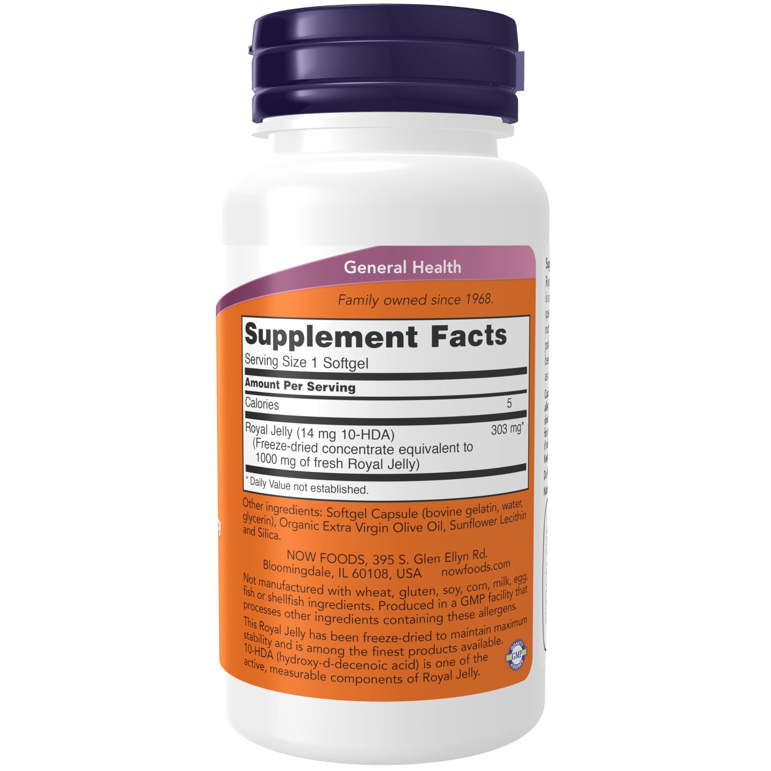 NOW Foods Royal Jelly 10-HDA softgels closeup highlighting active component potential