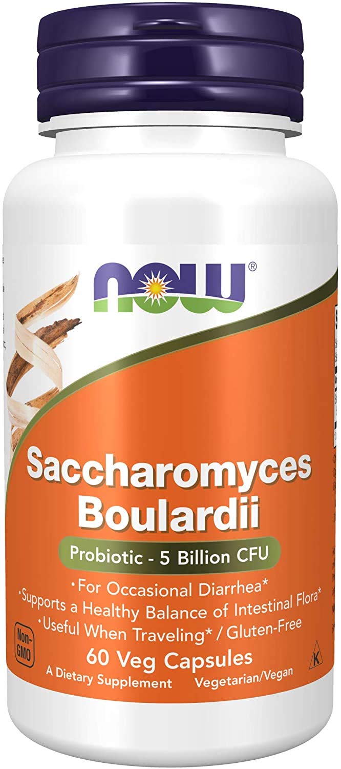 Now Foods Saccharomyces boulardii capsules on daily-use setup promote convenient gut support.