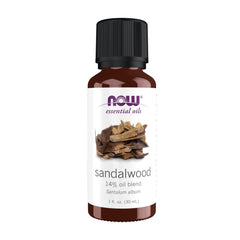 NOW Foods sandalwood oil 14% blend bottle ready for grounding aromatherapy.