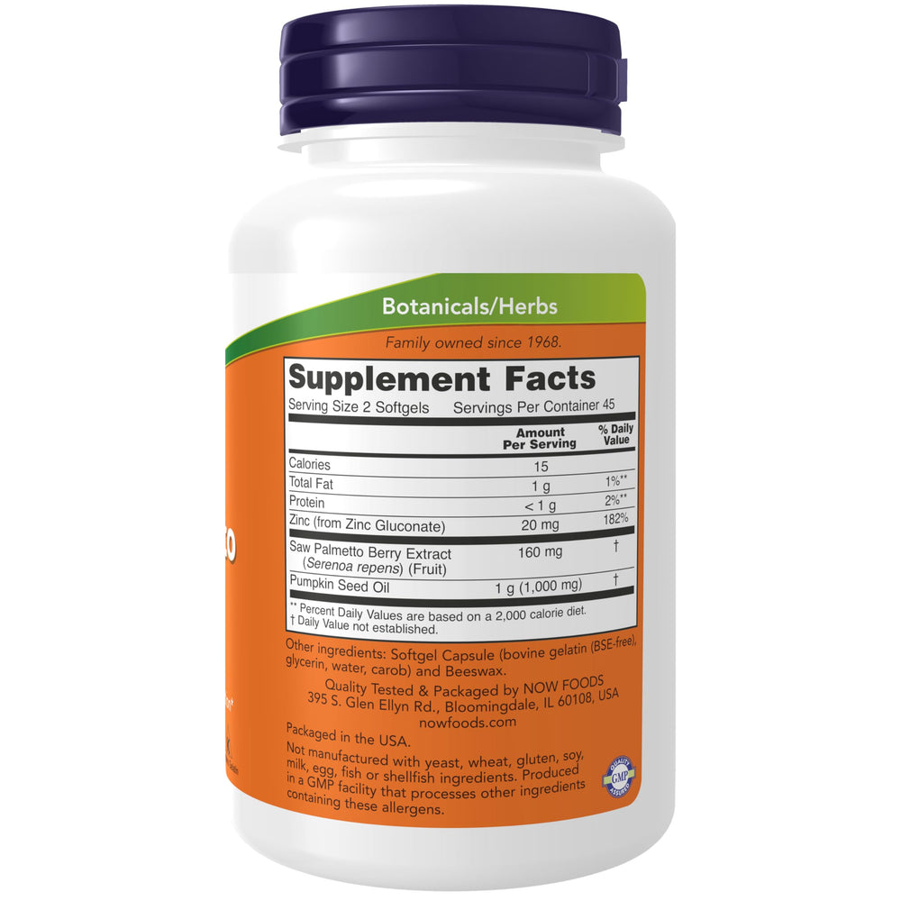 NOW Foods saw-palmetto-capsules offer convenient daily support for healthy function