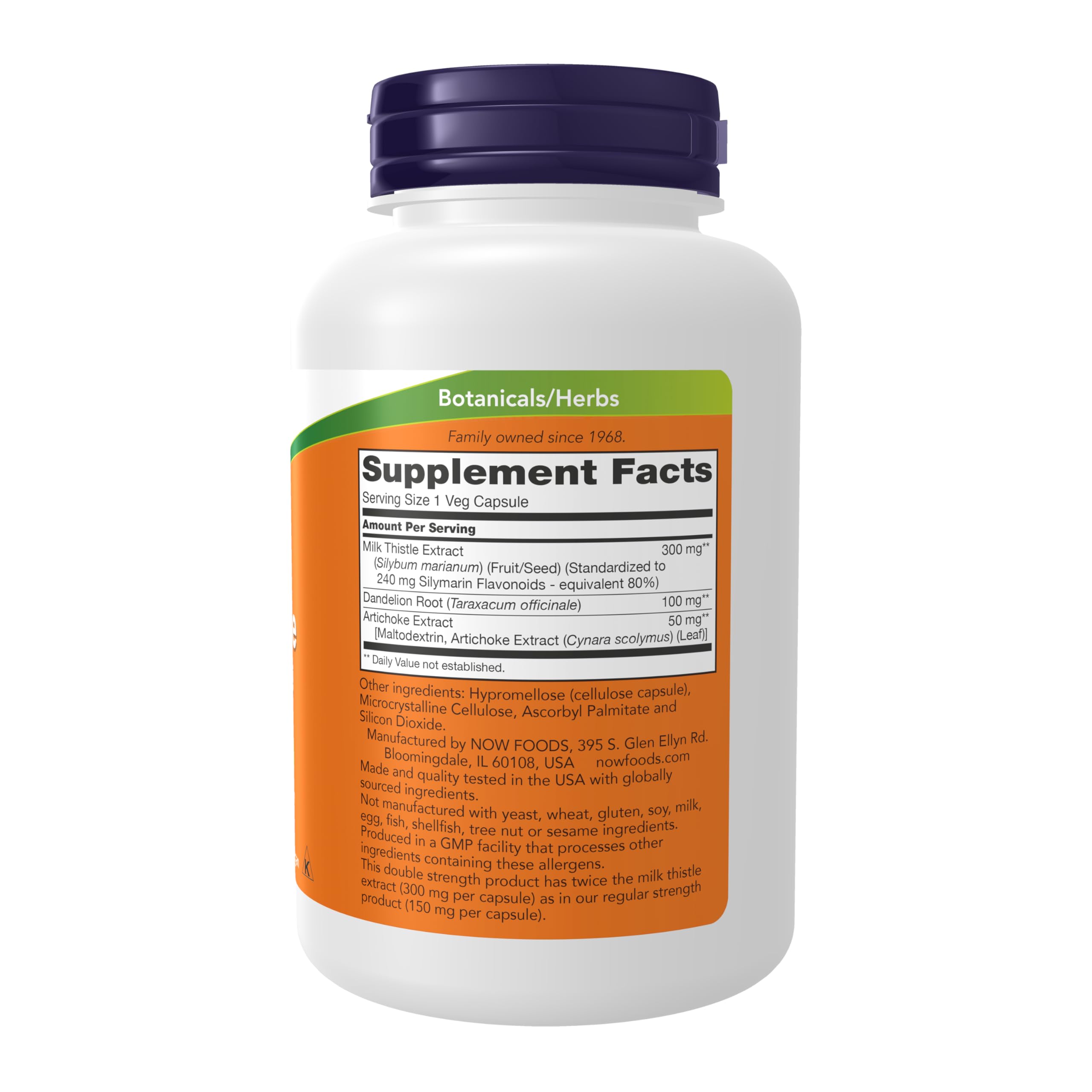 NOW Foods Silymarin capsules with artichoke and dandelion for potential liver-support