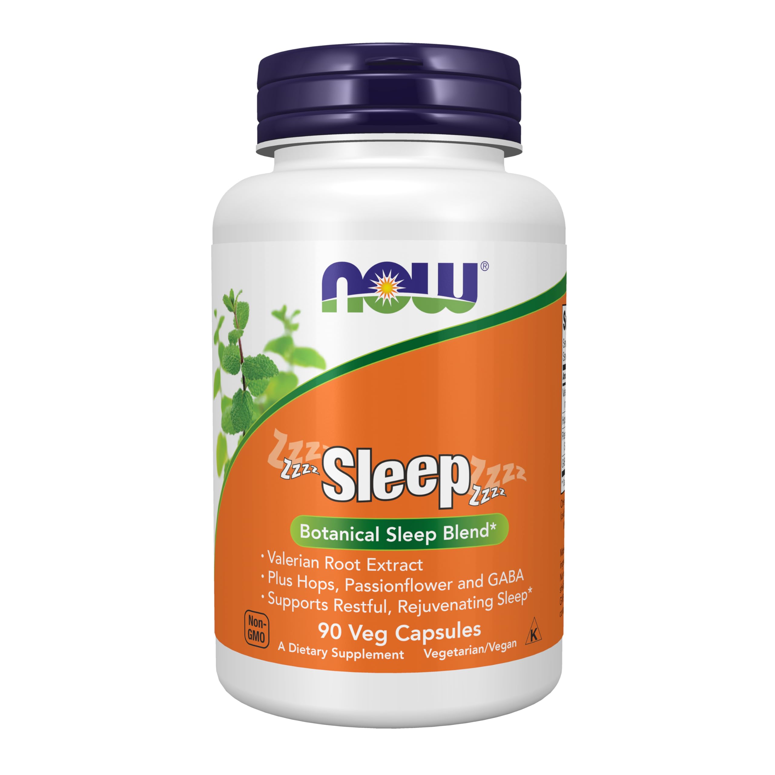 NOW Foods Sleep with Valerian bottle and pour displaying a calm nightly ritual