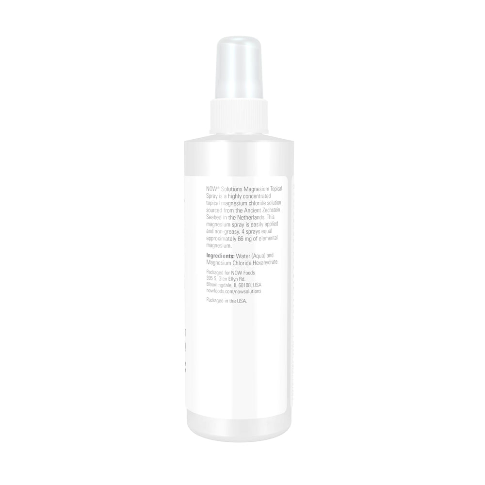 NOW Foods Solutions Spray Tópico de Magnesio, uso directo, mejora hidratación de la piel.