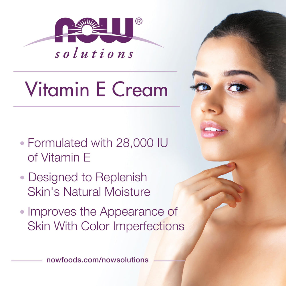 NOW Foods Vitamin E Cream being applied as part of a daily routine