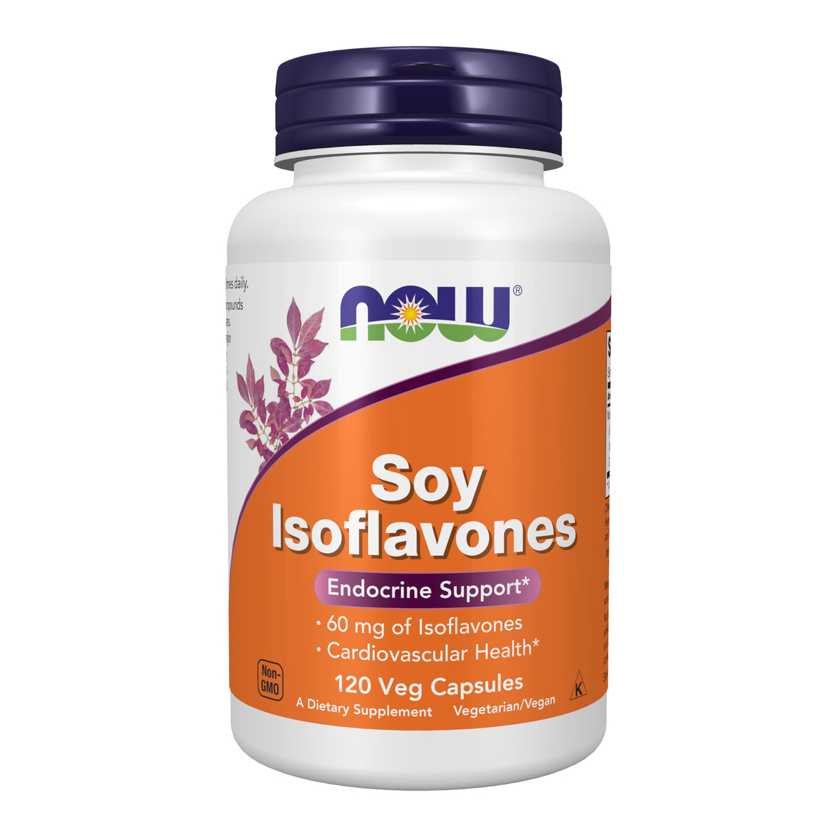 NOW Foods Soy Isoflavones bottle front for everyday vegan wellness