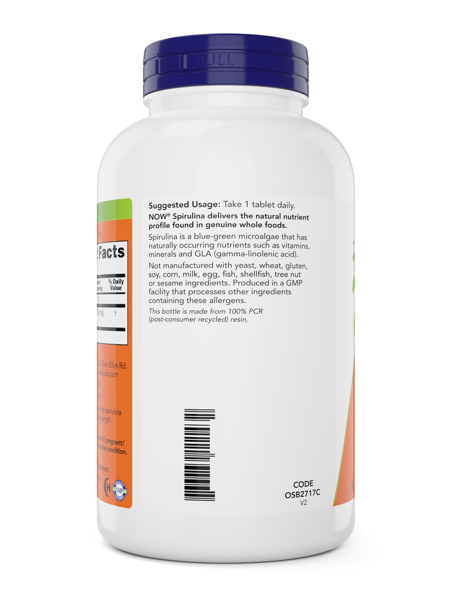 NOW Foods spirulina 300-count pack shot for daily nutrition.