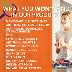 NOW Foods spirulina nutrition label close-up highlighting natural nutrients.