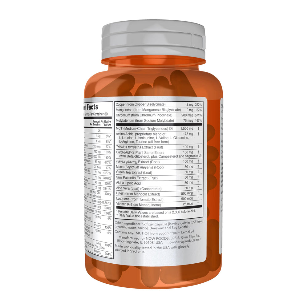 NOW Foods athletes front label showing MCT oil and herbal extracts for energy