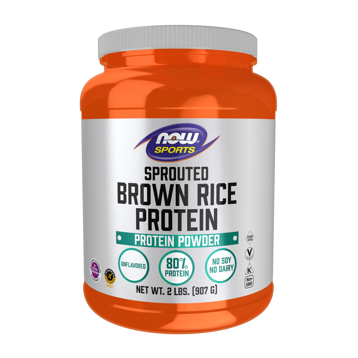 NOW Foods Sprouted Brown Rice Protein bottle front view highlighting plant based protein option