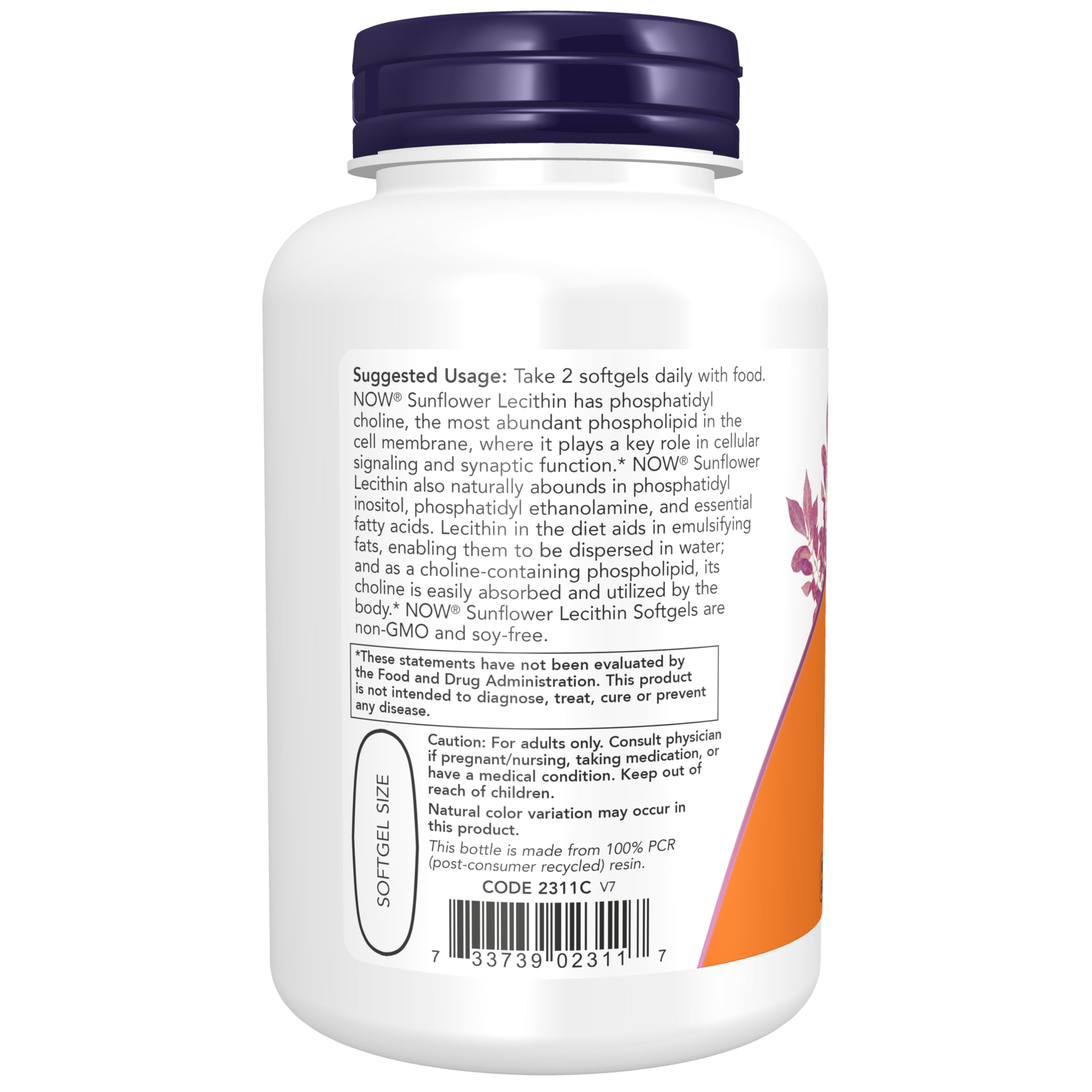 NOW Foods Sunflower Lecithin bottle on shelf highlighting gluten-free, non-GMO formula