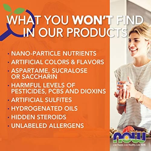 NOW Foods supplement dispensing capsule image suggests simple daily use.