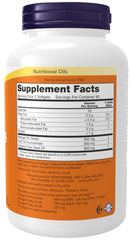 NOW Foods Super Omega 3-6-9 bottle back showing ingredients and certifications for quality