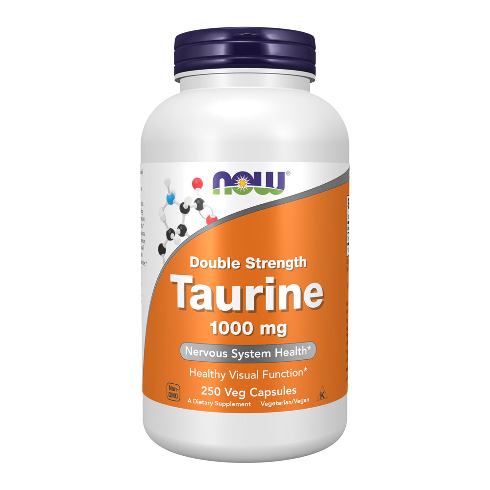 NOW Foods Taurine 1000 mg bottle — convenient capsules for nervous system support.