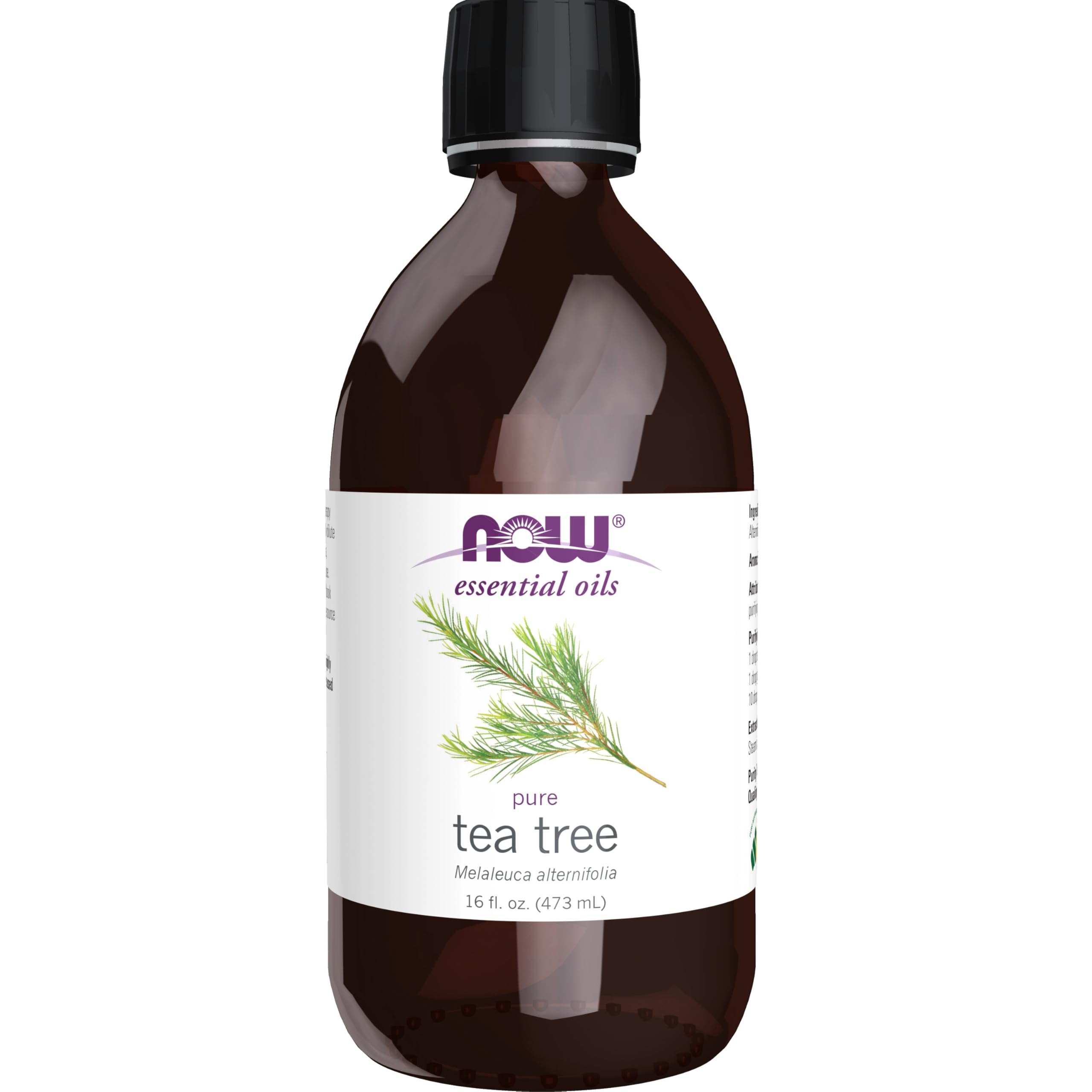 NOW Foods Tea Tree Oil bottle steam-distilled for refreshing cleansing aromatherapy