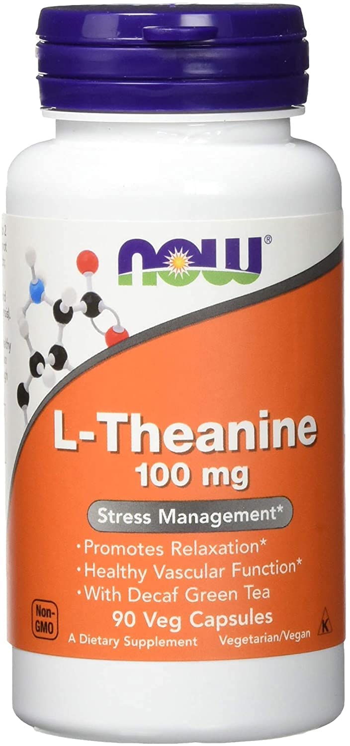 NOW Foods Theanine 100mg bottle pack—double value for calm focus and alert relaxation.