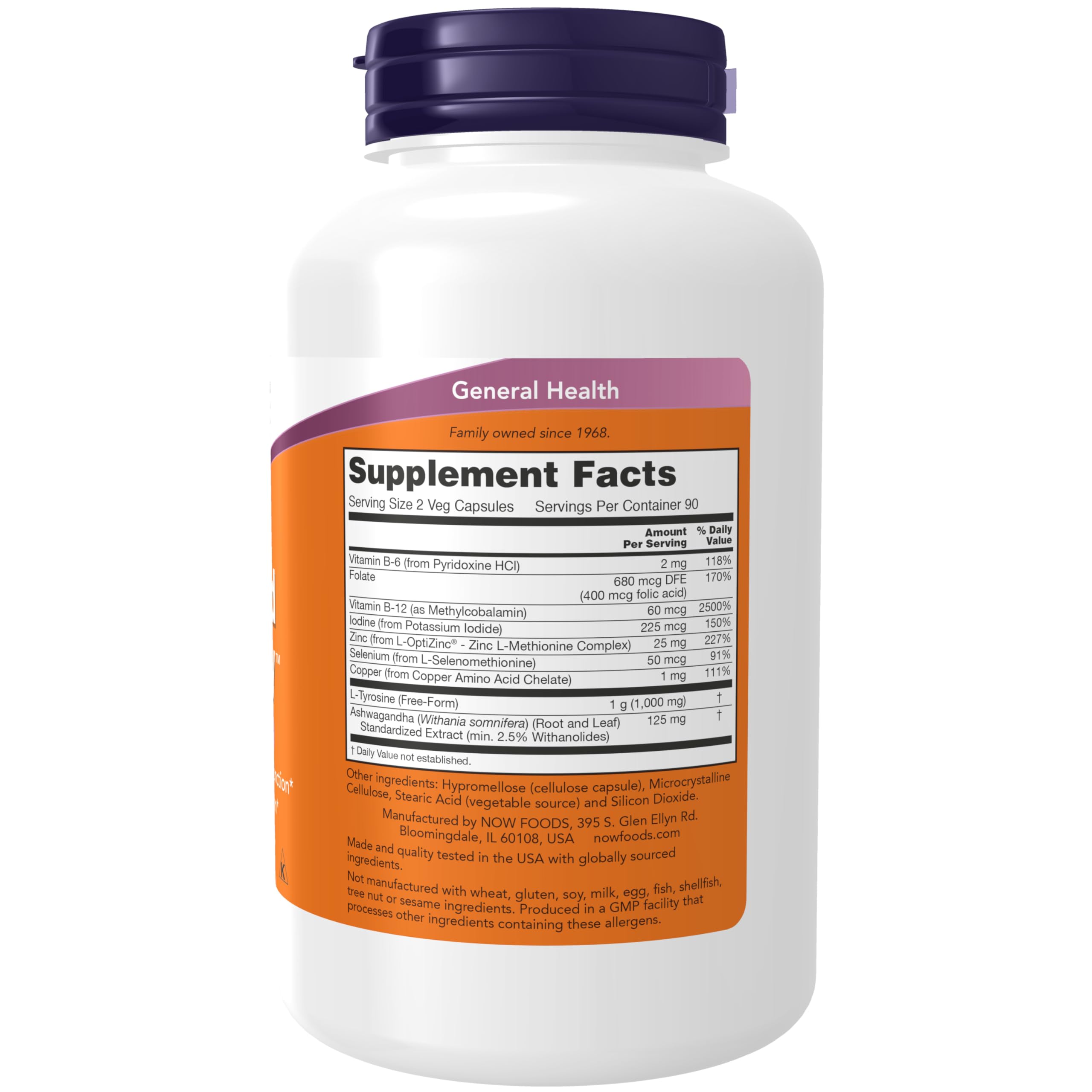 NOW Foods Thyroid Energy capsules closeup highlighting daily supplementation