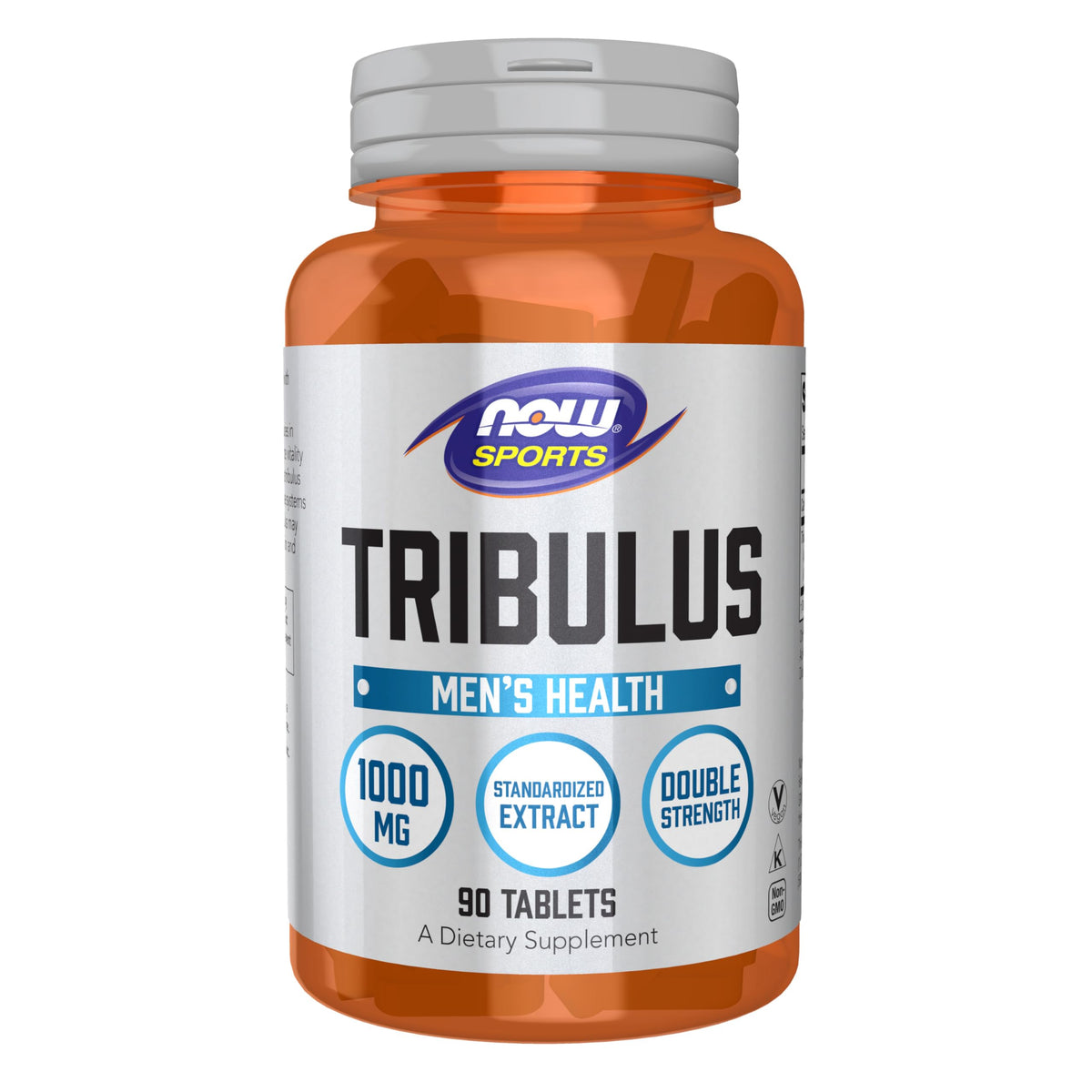 NOW Foods Tribulus 1000 mg tablet front showcases packaging suggesting vitality support.