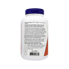 NOW Foods Ultra Omega-3 bottle label highlighting 500 EPA and 250 DHA content.