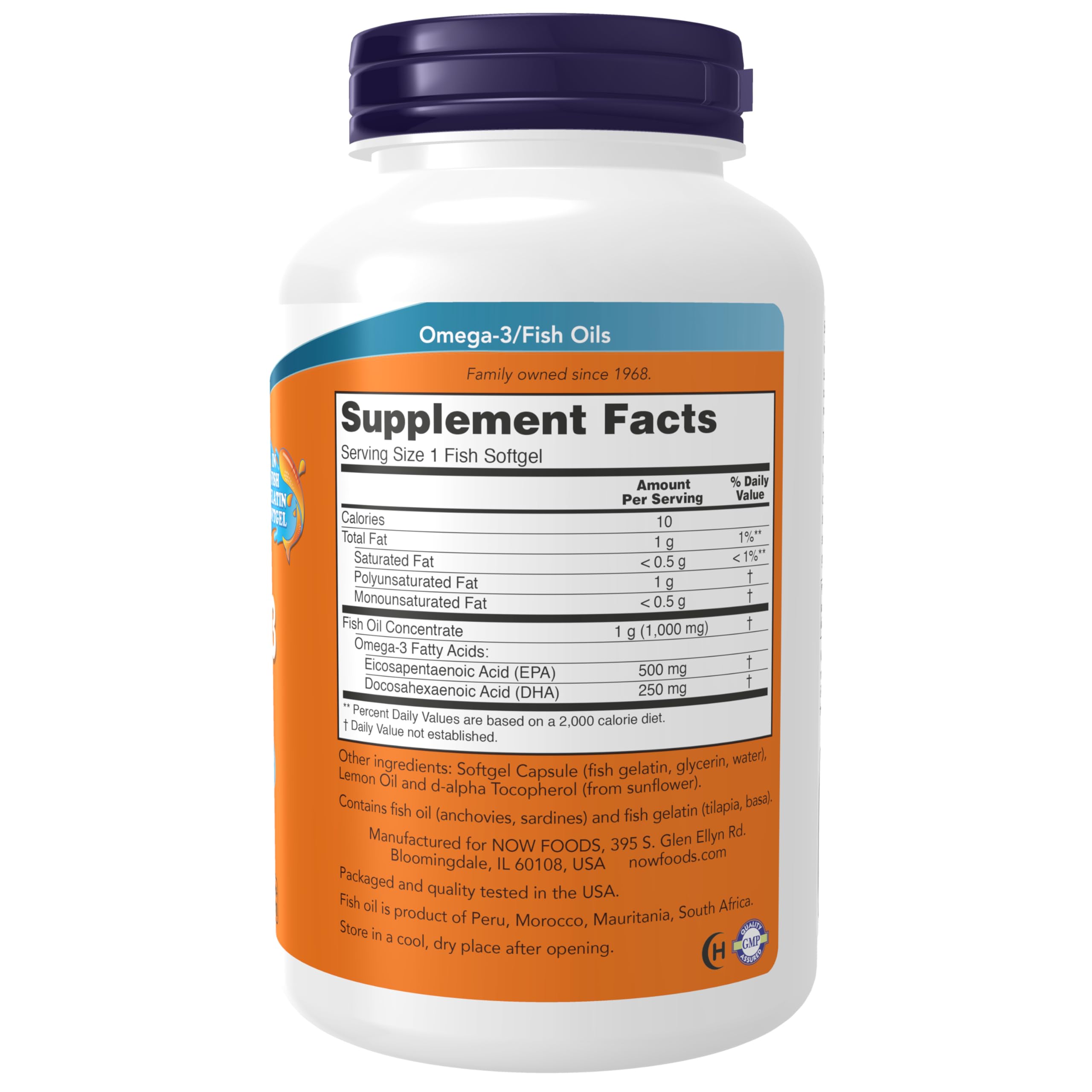 NOW Foods Ultra Omega-3 softgel closeup highlighting EPA and DHA content