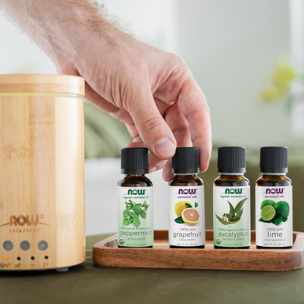 NOW Foods Ultrasonic Diffuser offers heat-free mist to preserve essential oils.