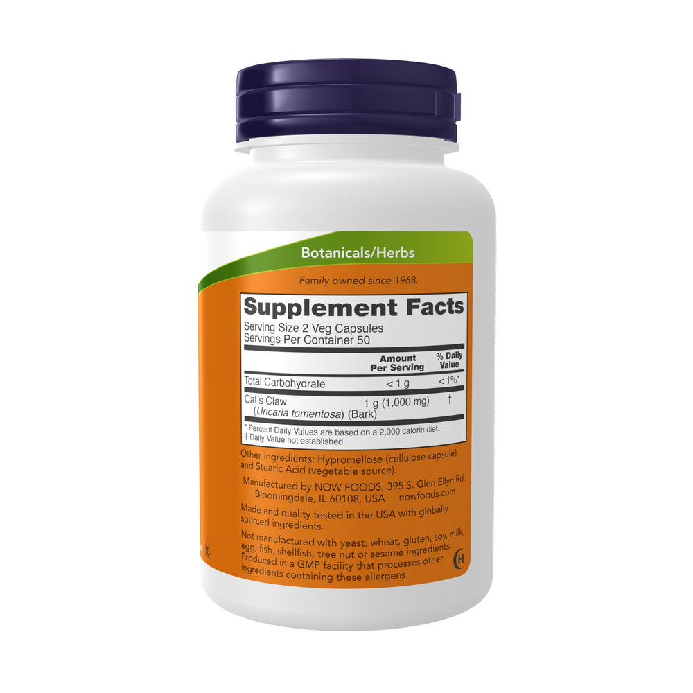 NOW Foods Uña de Gato 500 mg - botella: forma conveniente de consumir diariamente