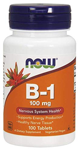 NOW Foods Vitamin B-1 Thiamine 100 mg bottle front view for daily energy support