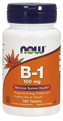NOW Foods Vitamin B-1 Thiamine 100 mg bottle front view for daily energy support