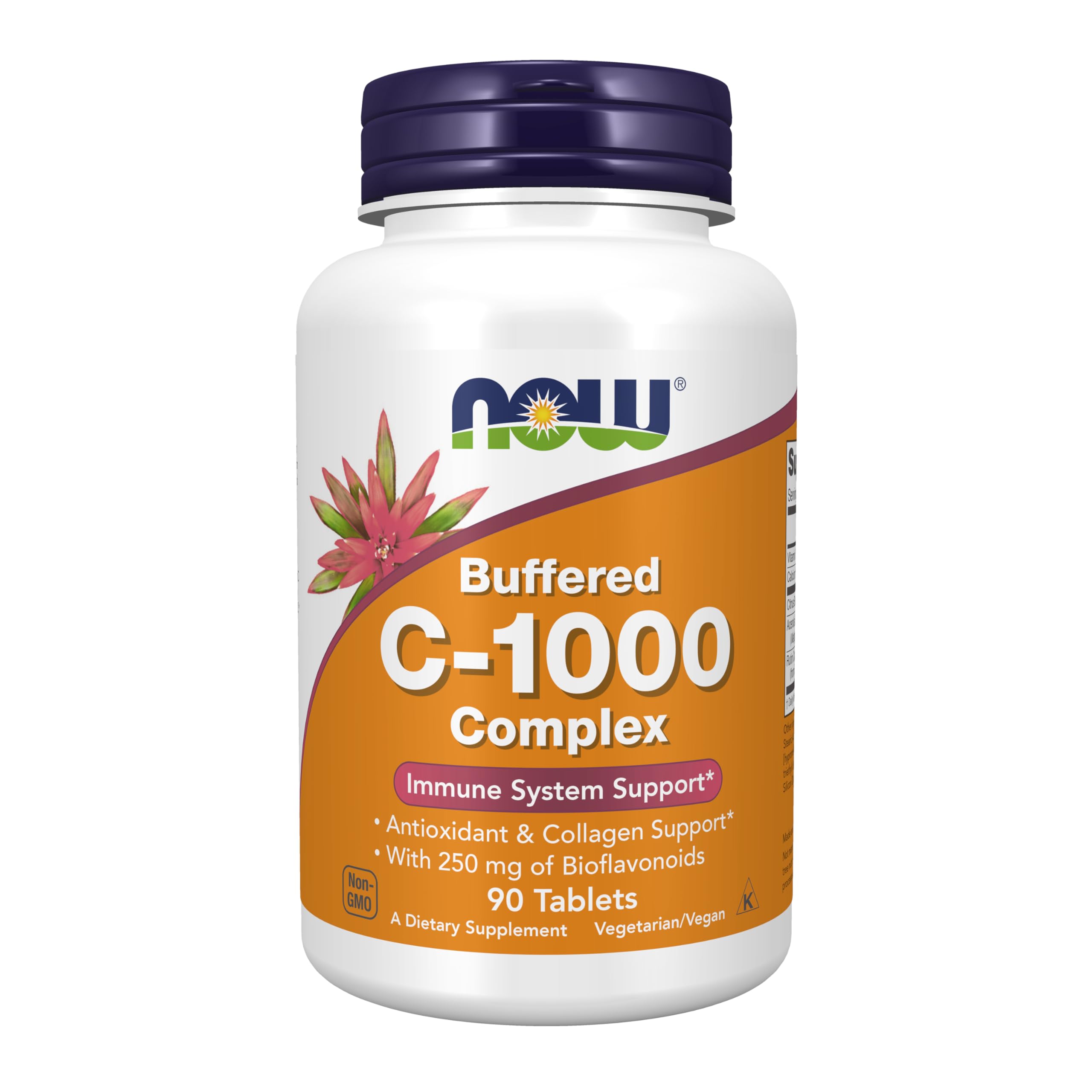 NOW Foods Vitamin C-1000 with bioflavonoids tablets in bottle for daily immune support