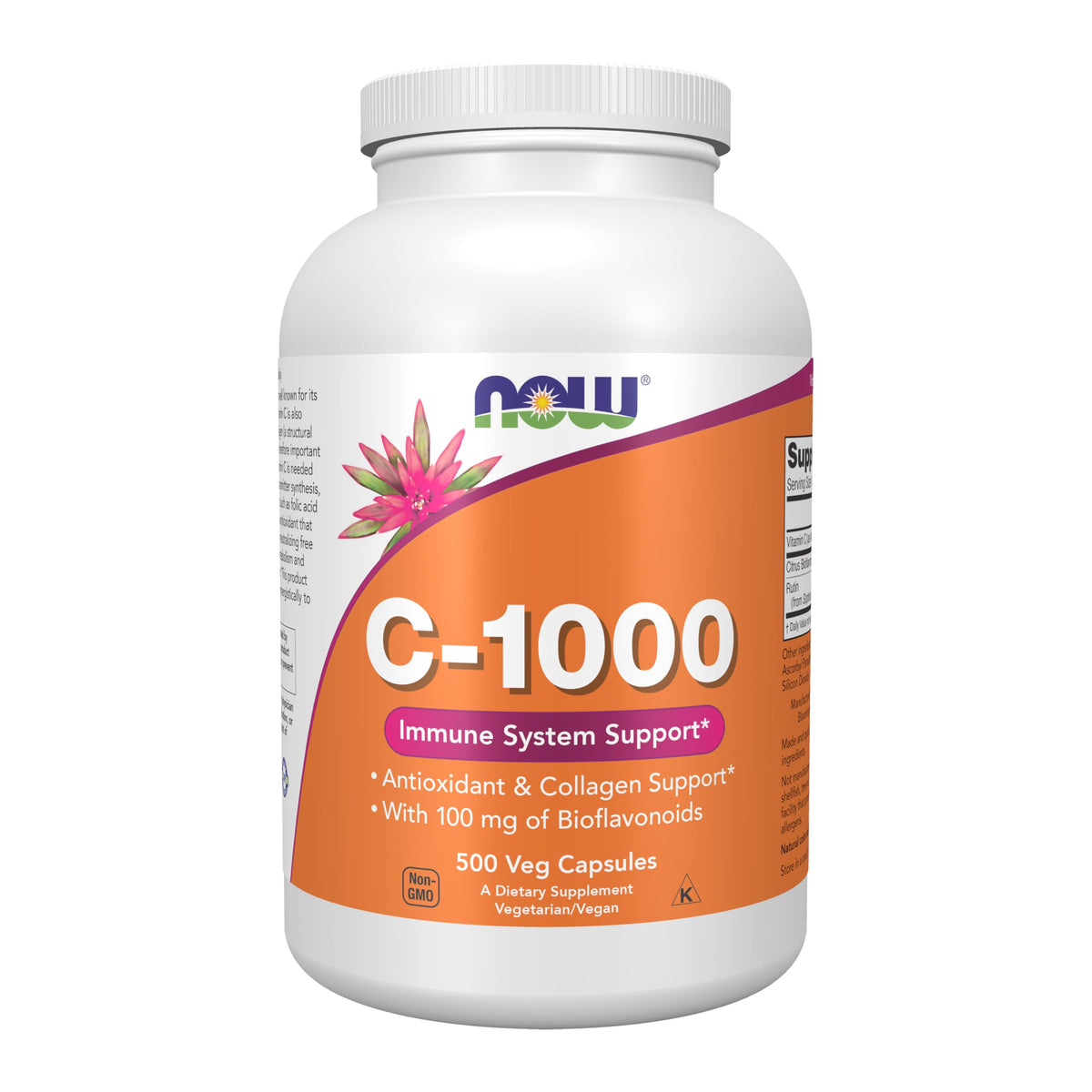 NOW Foods Vitamin C-1000 bottle with bioflavonoids for immune support and antioxidant protection.