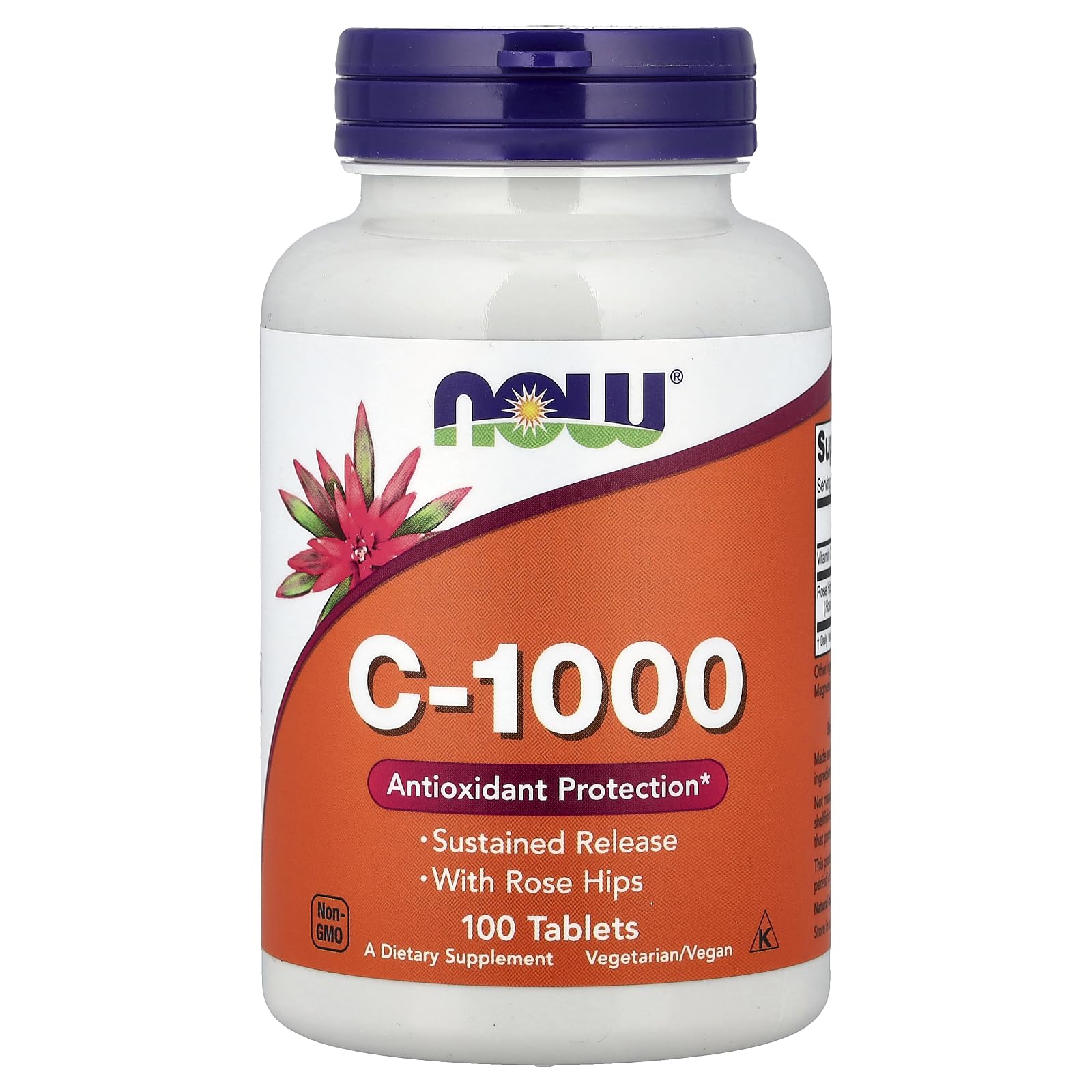 NOW Foods Vitamin C-1000 Sustained Release bottle in daily use for steady vitamin C.
