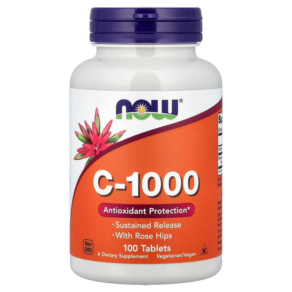 NOW Foods Vitamin C-1000 Sustained Release bottle in daily use for steady vitamin C.