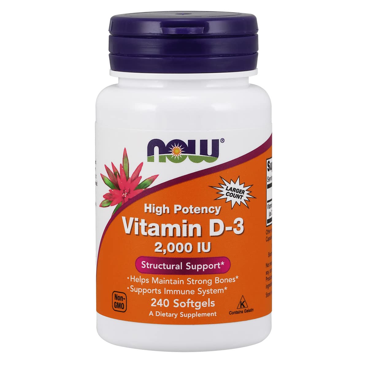 NOW Foods Vitamin D-3 bottle—packaging for daily supplementation