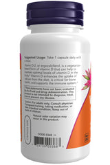Now Foods Vitamin D Vegetarian Dry 1000 IU non-GMO ingredients panel for vegan-friendly supplementation