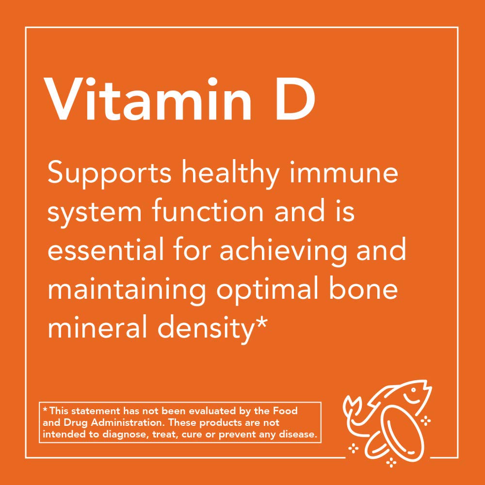 NOW Foods Vitamin D3 dosage panel provides clear intake information.