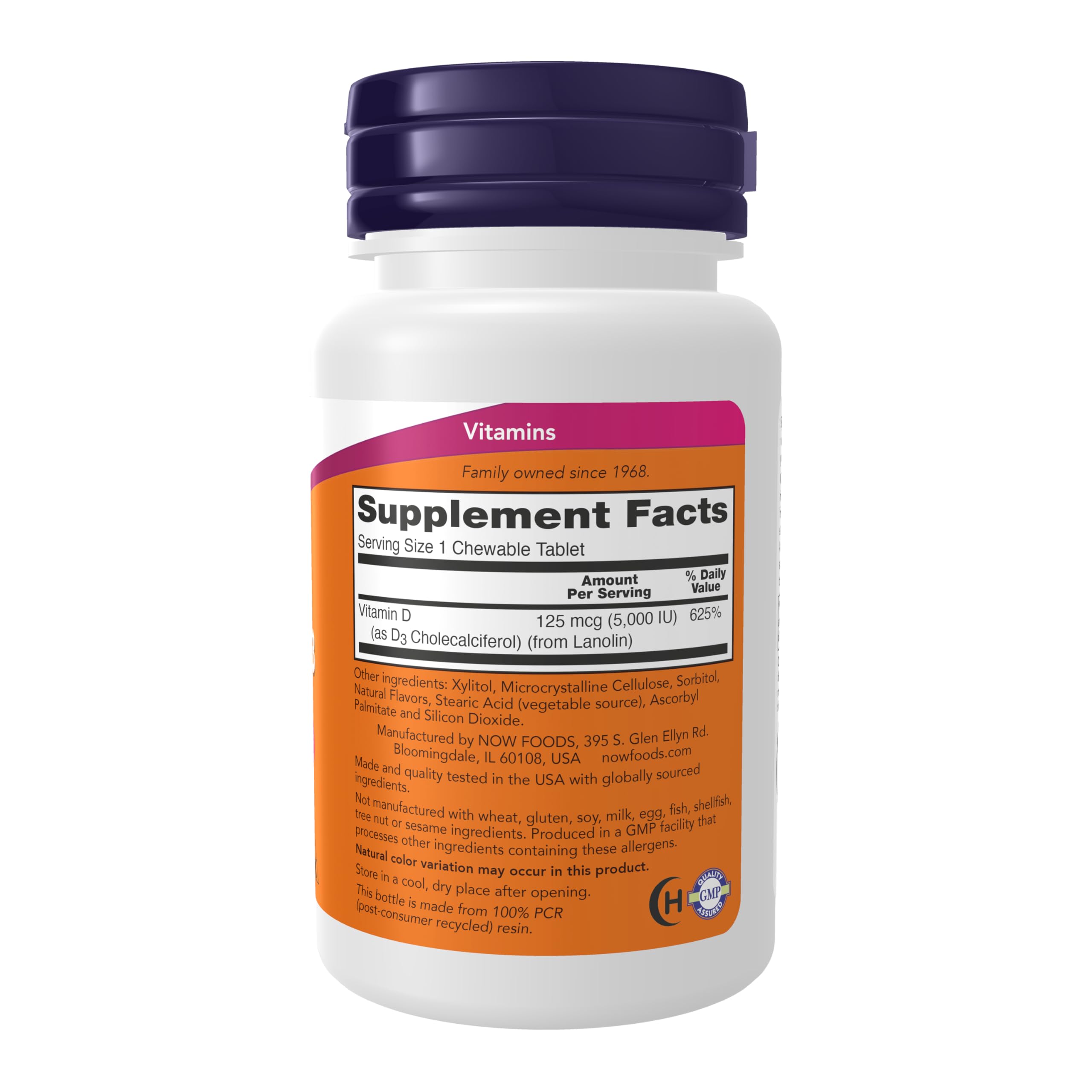 NOW Foods Vitamin D-3 mint chewables closeup highlights refreshing mint flavor.