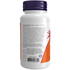 NOW Foods Vitamin D-3 & K-2 capsules close-up reveals veggie capsules